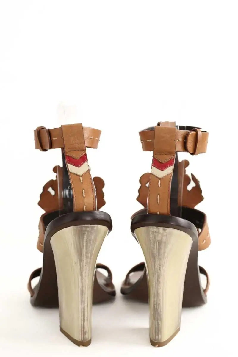 Talons Tory Burch Marron en Cuir
