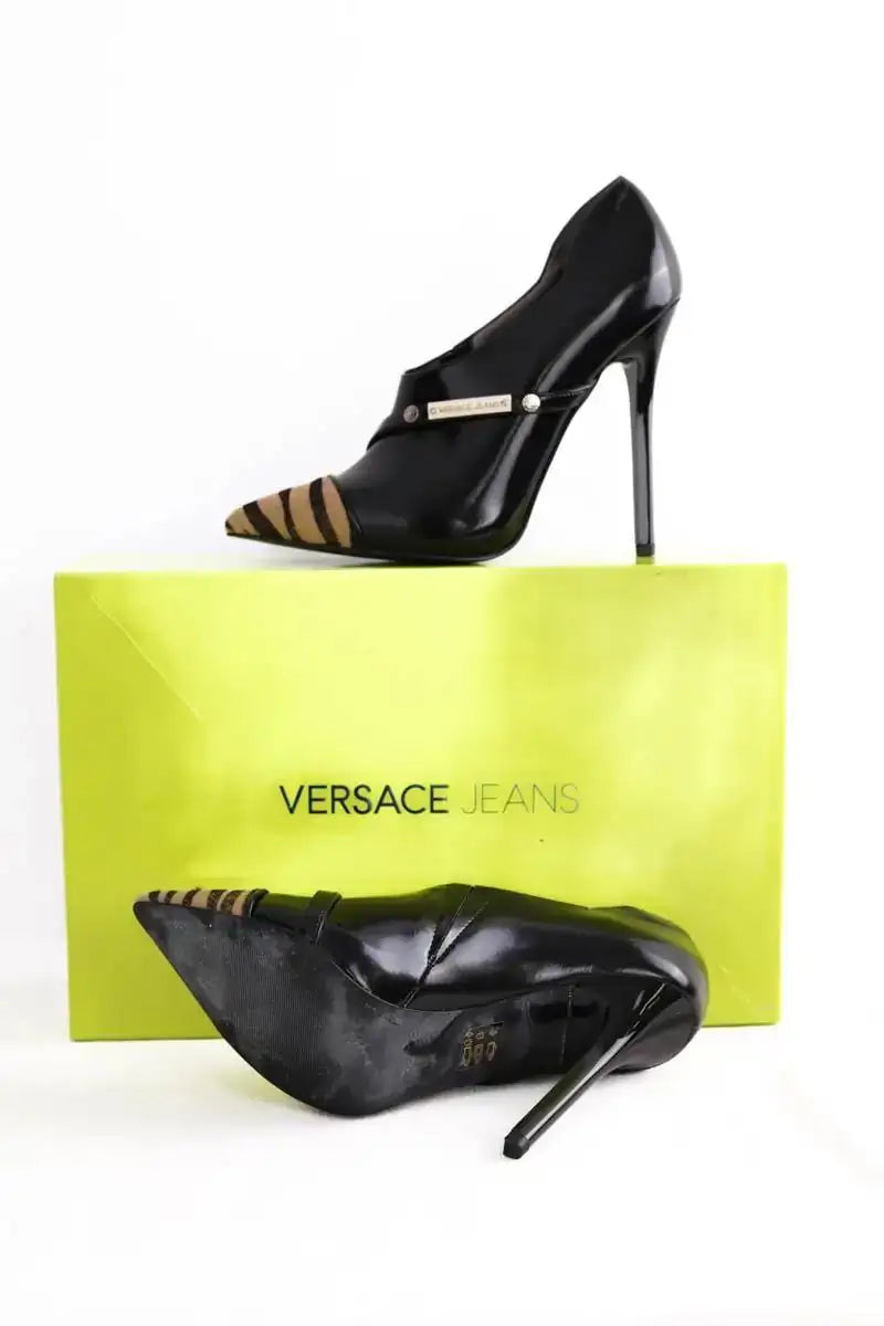 Talons Versace Noir en Cuir
