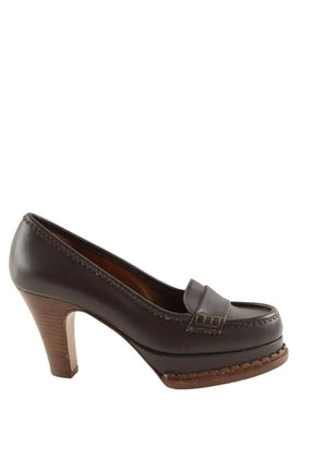 Talons Yves Saint Laurent Marron en Cuir, taille 35 - Seconde Main
