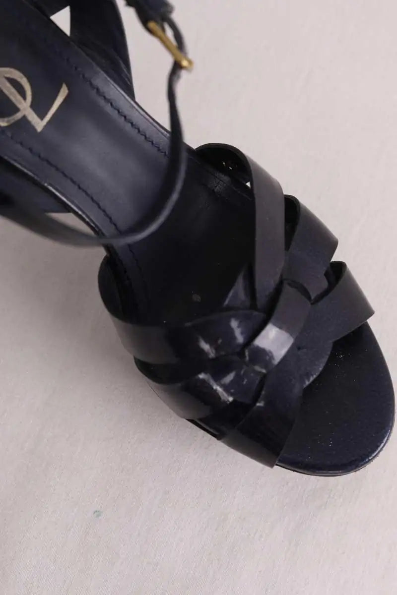 Talons Yves Saint Laurent Tribute Noir en Cuir verni