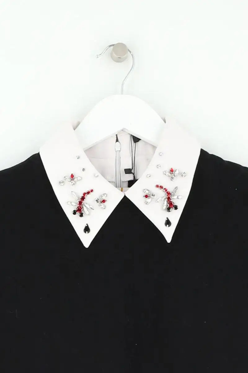 Top Maje Noir en Coton
