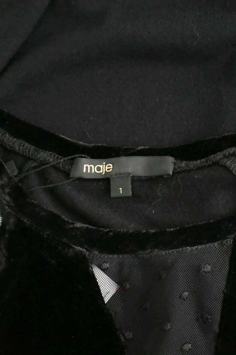 Top Maje Noir en Synthétique