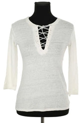 Top Majestic Filatures Blanc en Lin, taille S - Seconde Main