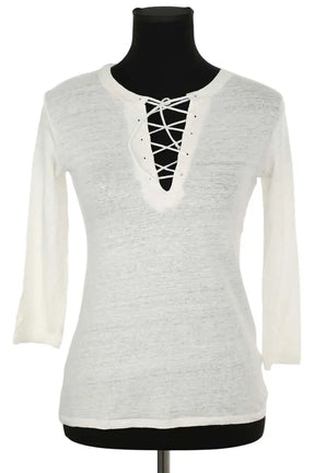 Top Majestic Filatures Blanc en Lin, taille S - Seconde Main