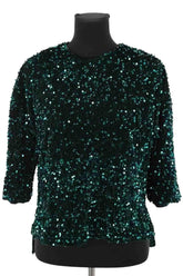 Top Modetrotter Vert en Paillettes, taille S - Seconde Main