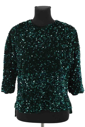 Top Modetrotter Vert en Paillettes, taille S - Seconde Main