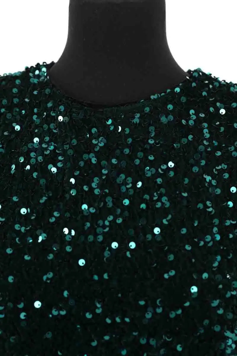 Top Modetrotter Vert en Paillettes
