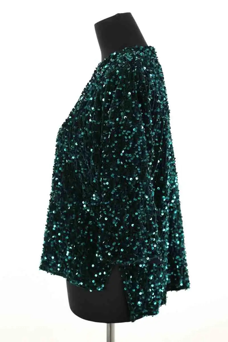 Top Modetrotter Vert en Paillettes