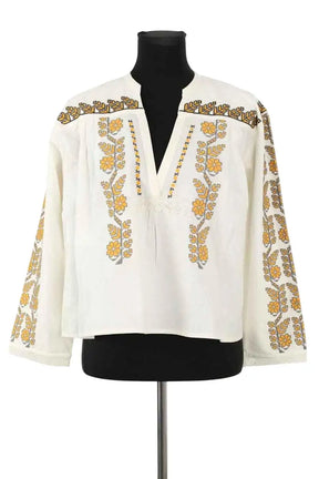 Top Sandro Blanc en Coton, taille M - Seconde Main