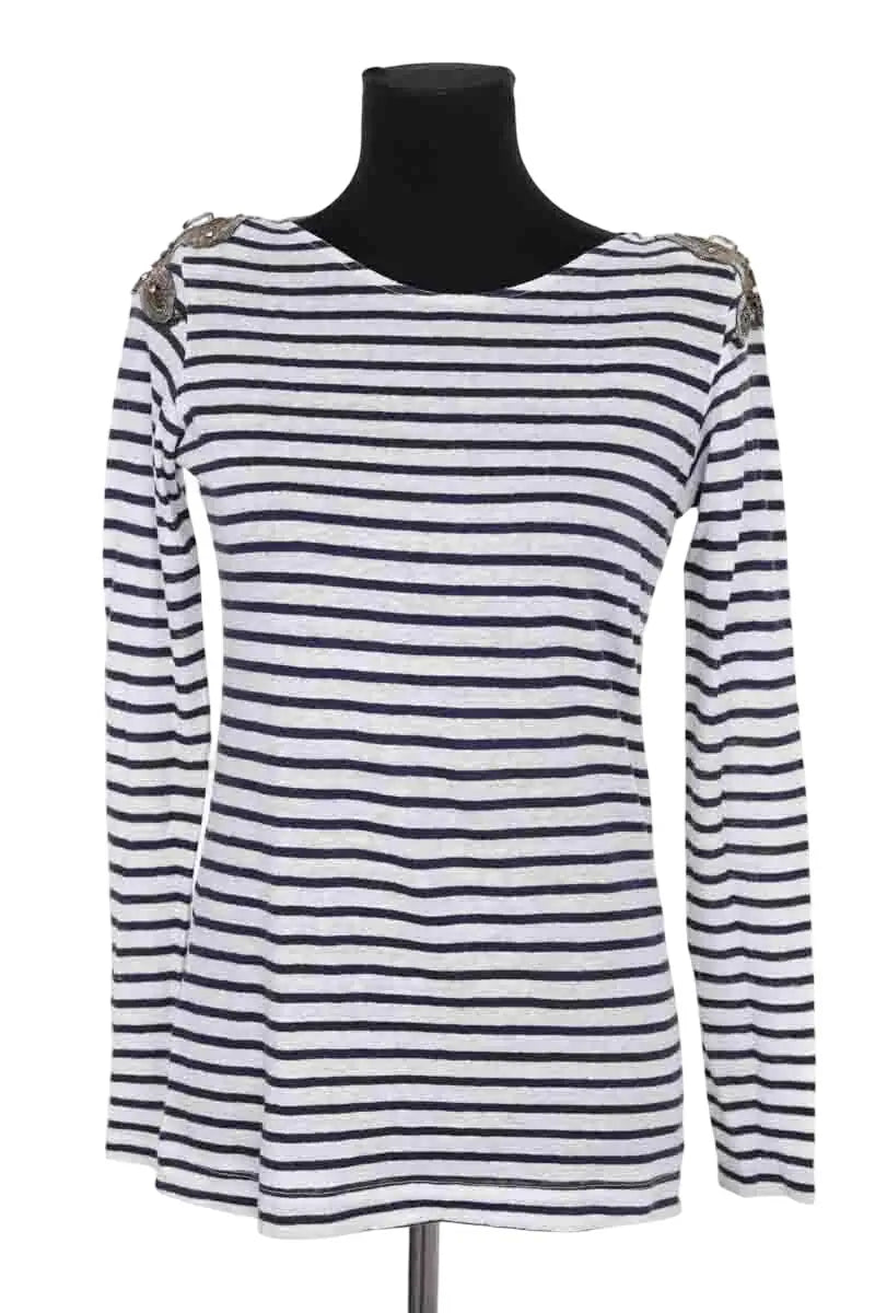 Top Sandro Blanc en Lin, taille S - Seconde Main