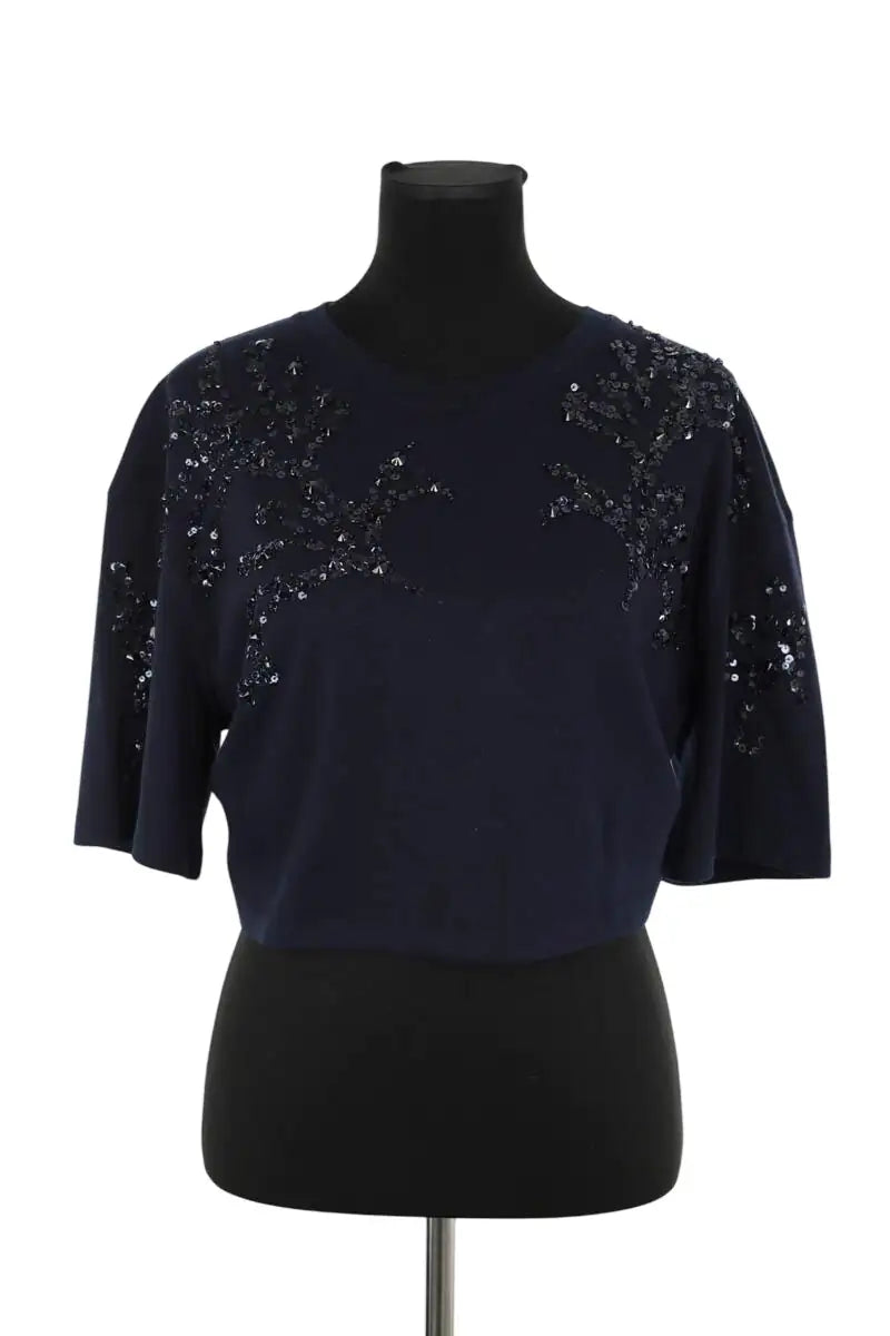 Top Sandro Bleu en Coton, taille L - Seconde Main