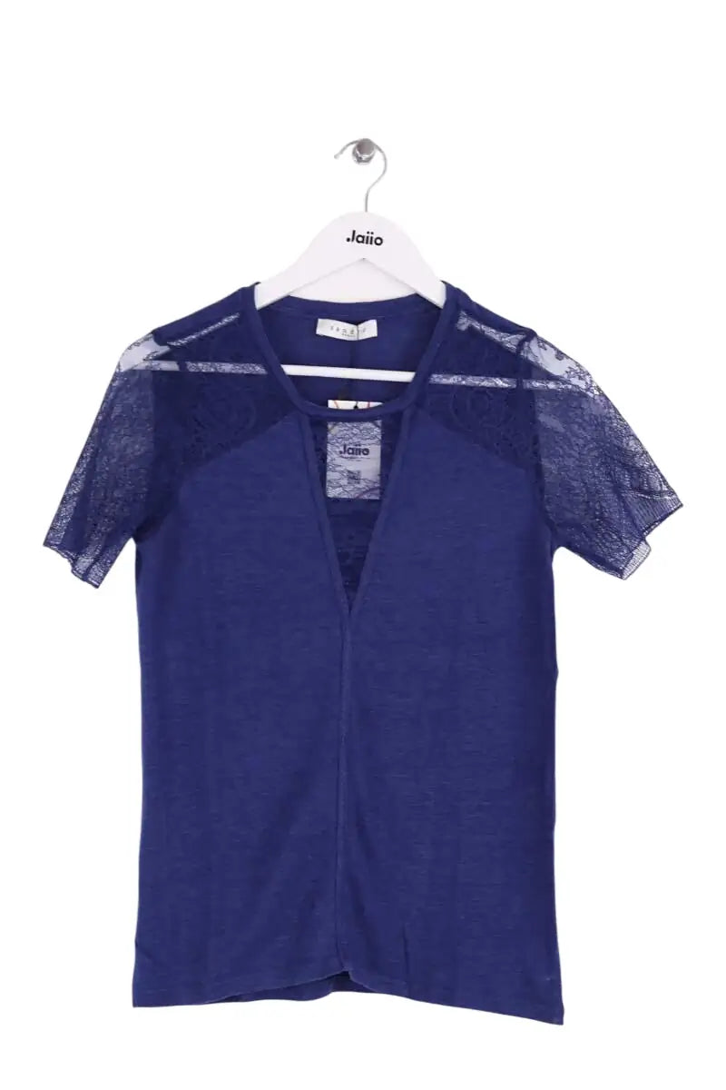 Top Sandro Bleu en Lin, taille M - Seconde Main