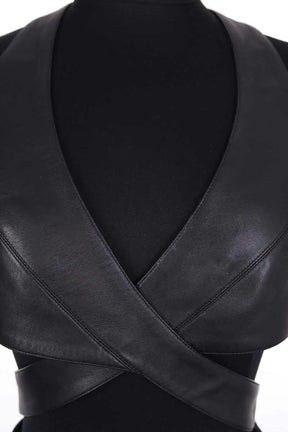 Top sans manche Alaïa Noir en Cuir