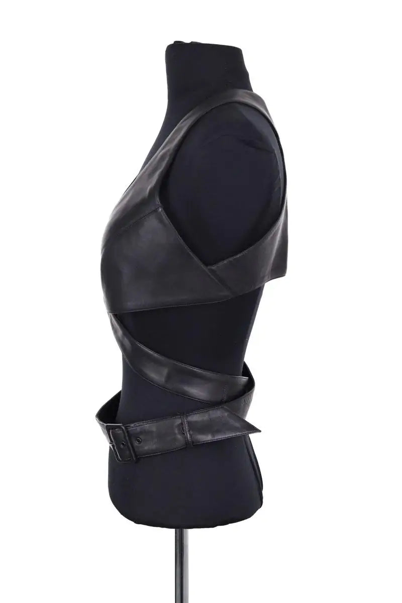 Top sans manche Alaïa Noir en Cuir