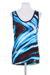 Top sans manche Barbara Bui Bleu en Soie, taille XS - Seconde Main