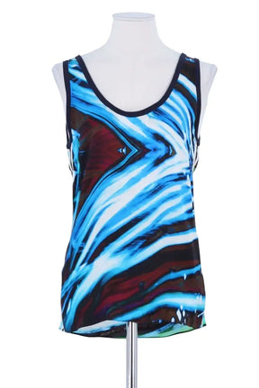 Top sans manche Barbara Bui Bleu en Soie, taille XS - Seconde Main