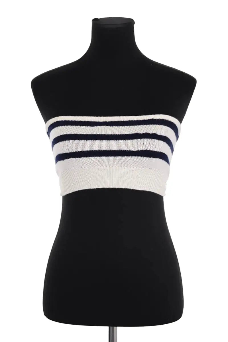 Top sans manche Barrie Ecru en Cachemire, taille S - Seconde Main