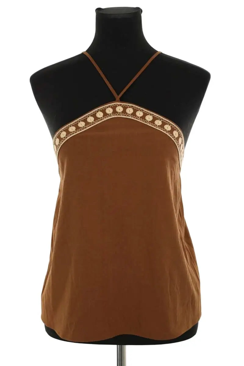 Top sans manche Bash Marron en Viscose, taille S - Seconde Main