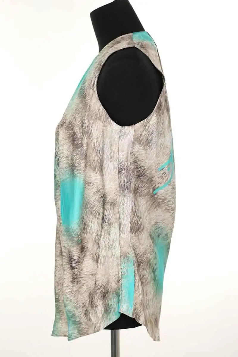 Top sans manche Carven Bleu en Soie