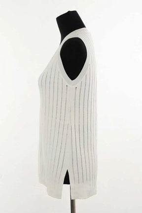 Top sans manche Casasola Knit tank top Blanc en Soie