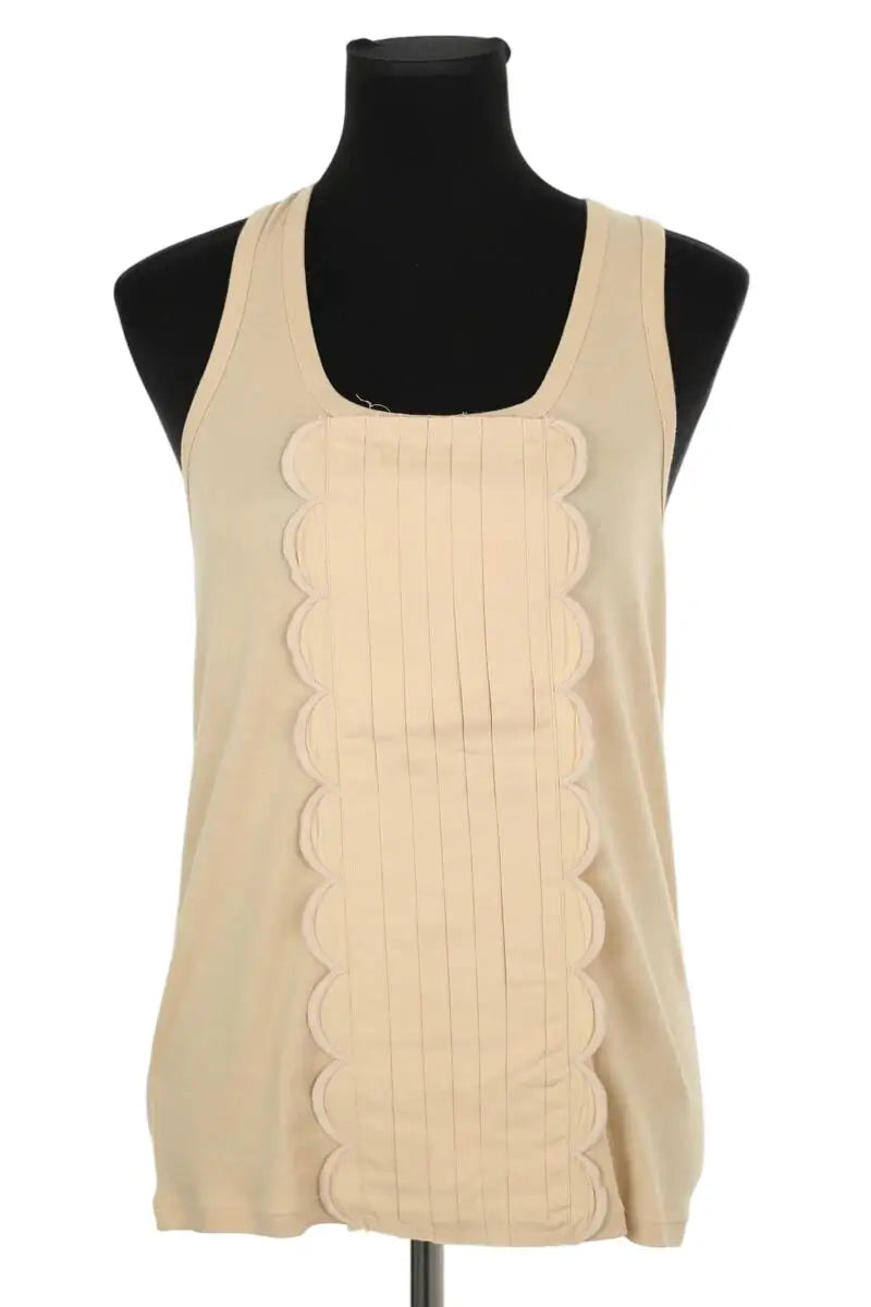 Top sans manche Chloé Beige en Coton, taille M - Seconde Main
