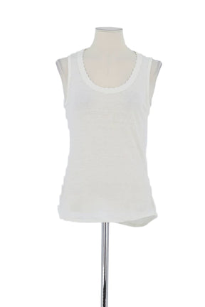 Top sans manche Claudie Pierlot Blanc en Lin, taille S - Seconde Main