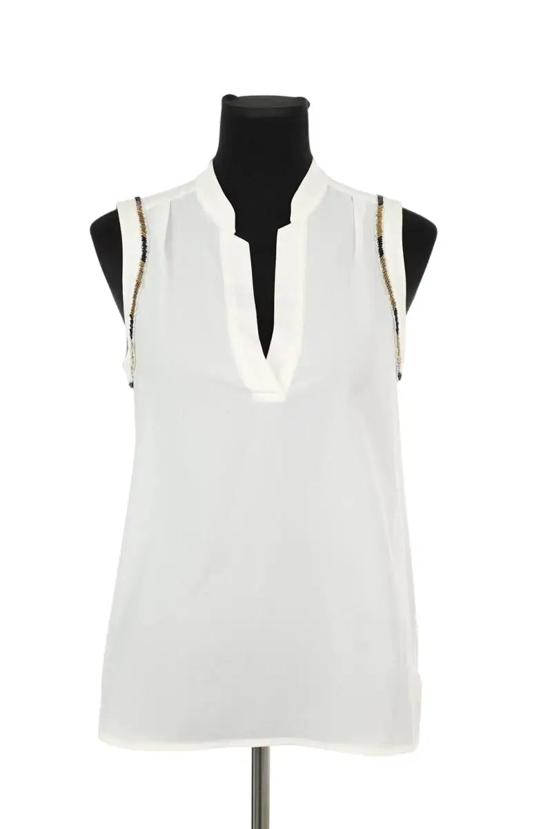 Top sans manche Claudie Pierlot Boreal Blanc en Polyester, taille S - Seconde Main