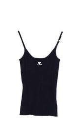 Top sans manche Courrèges Marine en Coton, taille S - Seconde Main