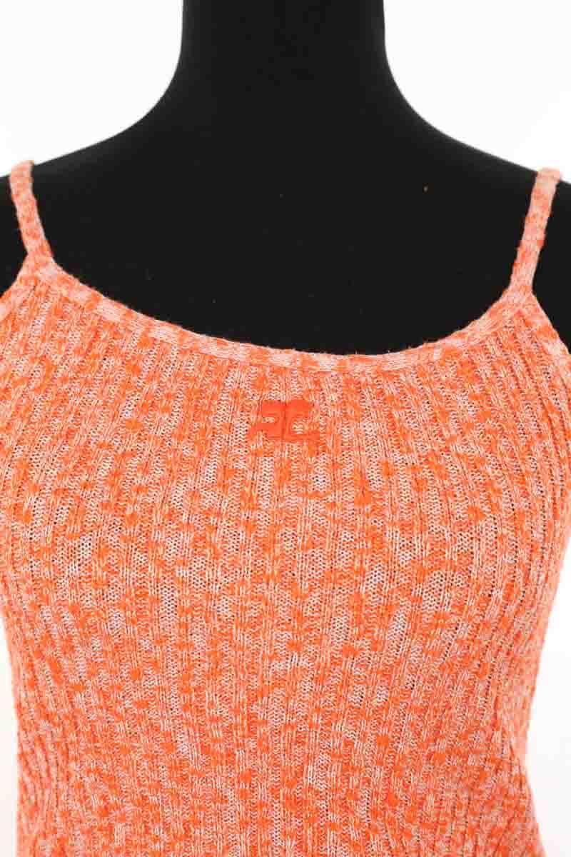 Top sans manche Courrèges Orange en Coton