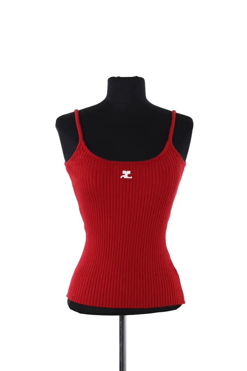 Top sans manche Courrèges Rouge en Laine, taille S - Seconde Main