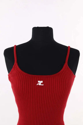 Top sans manche Courrèges Rouge en Laine