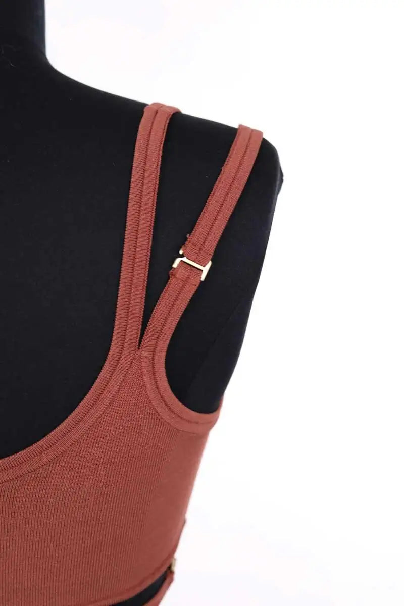 Top sans manche Dion Lee Marron en Viscose
