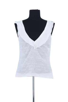 Top sans manche Dior Blanc en Soie, taille L - Seconde Main
