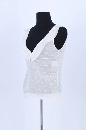 Top sans manche Dior Blanc en Soie