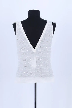 Top sans manche Dior Blanc en Soie