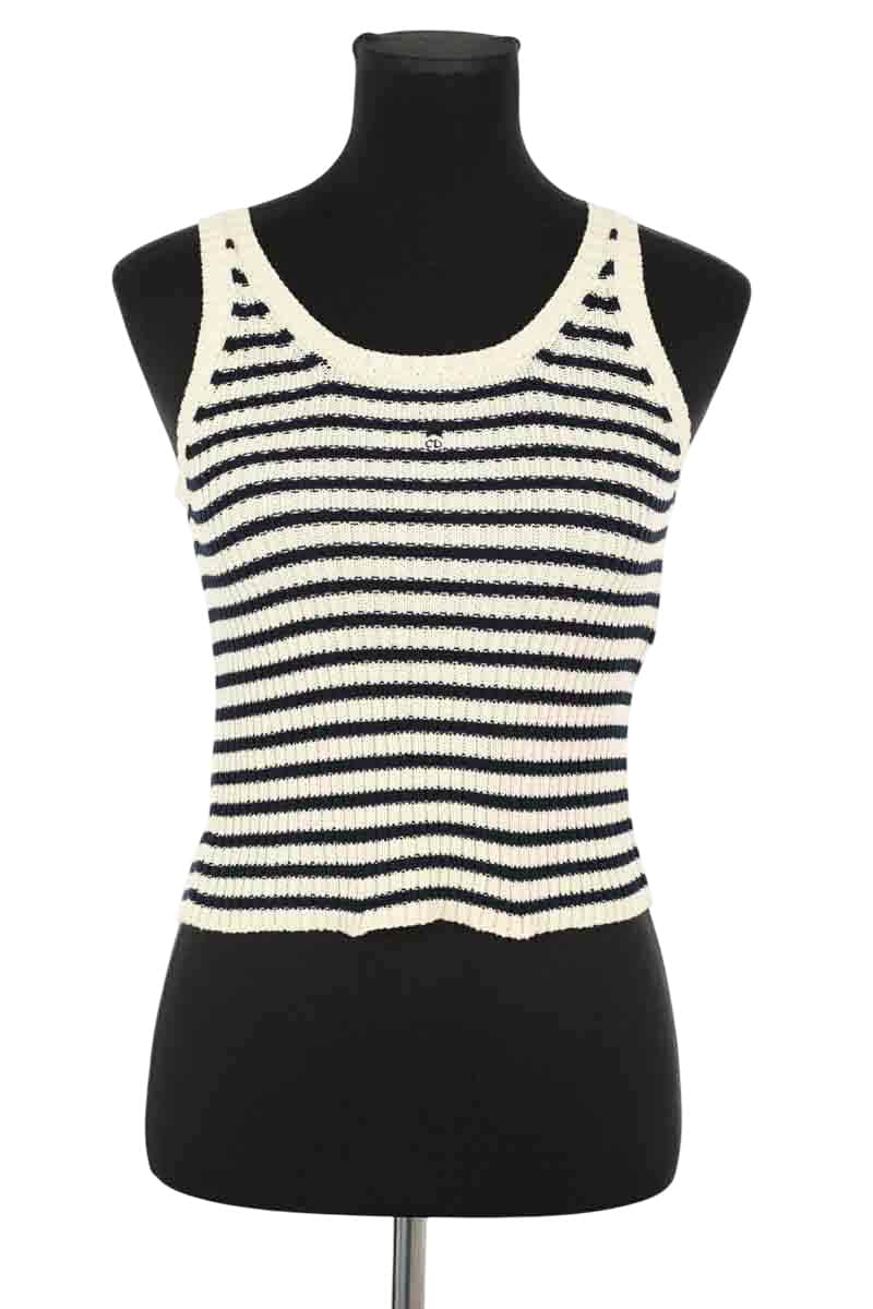 Top sans manche Dior Ecru en Coton, taille S - Seconde Main