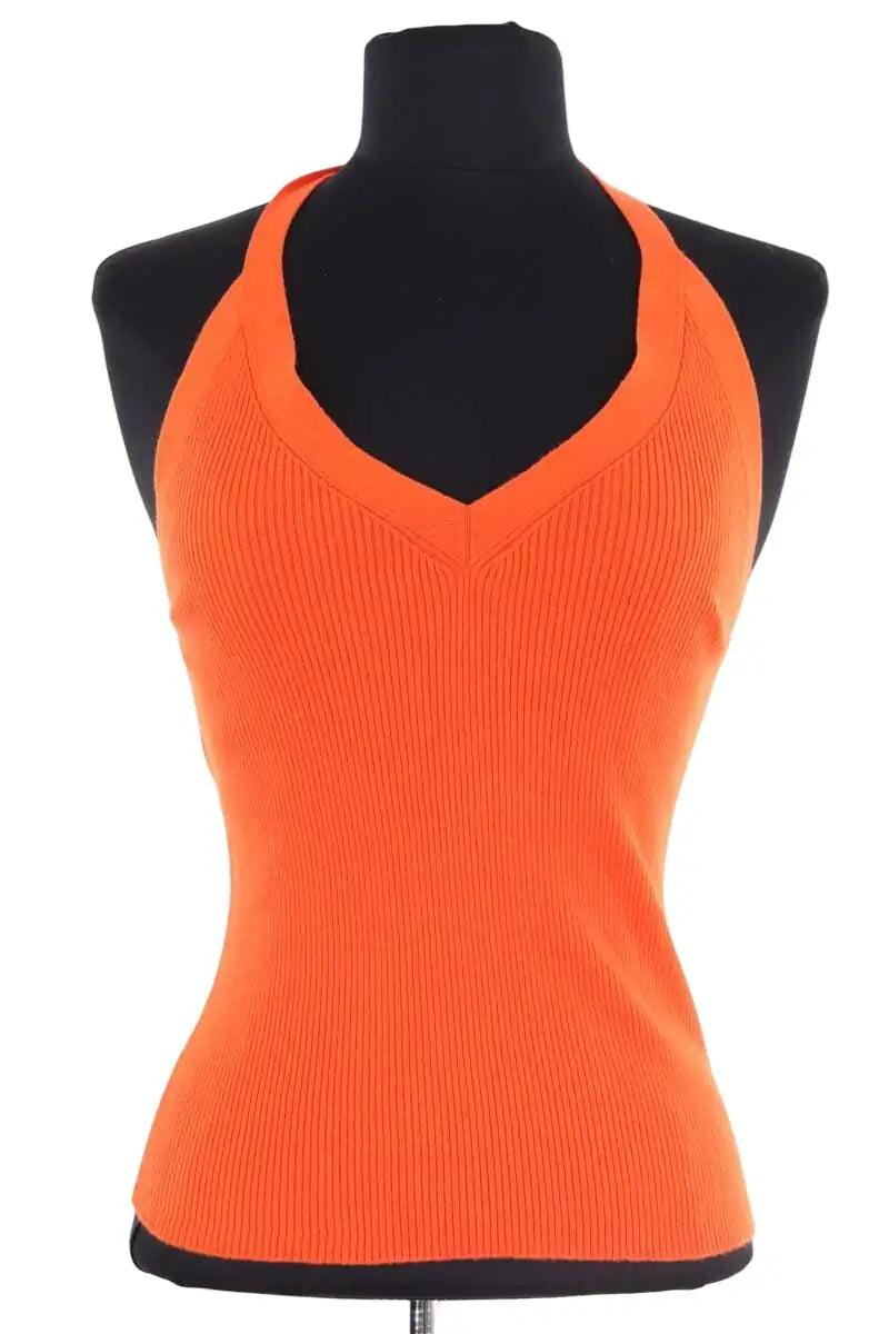 Top sans manche Eric Bompard Orange en Coton, taille L - Seconde Main