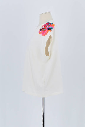 Top sans manche Essentiel Antwerp Blanc en Coton