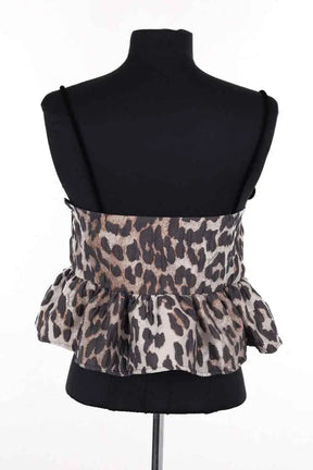 Top sans manche Ganni Marron en Synthétique