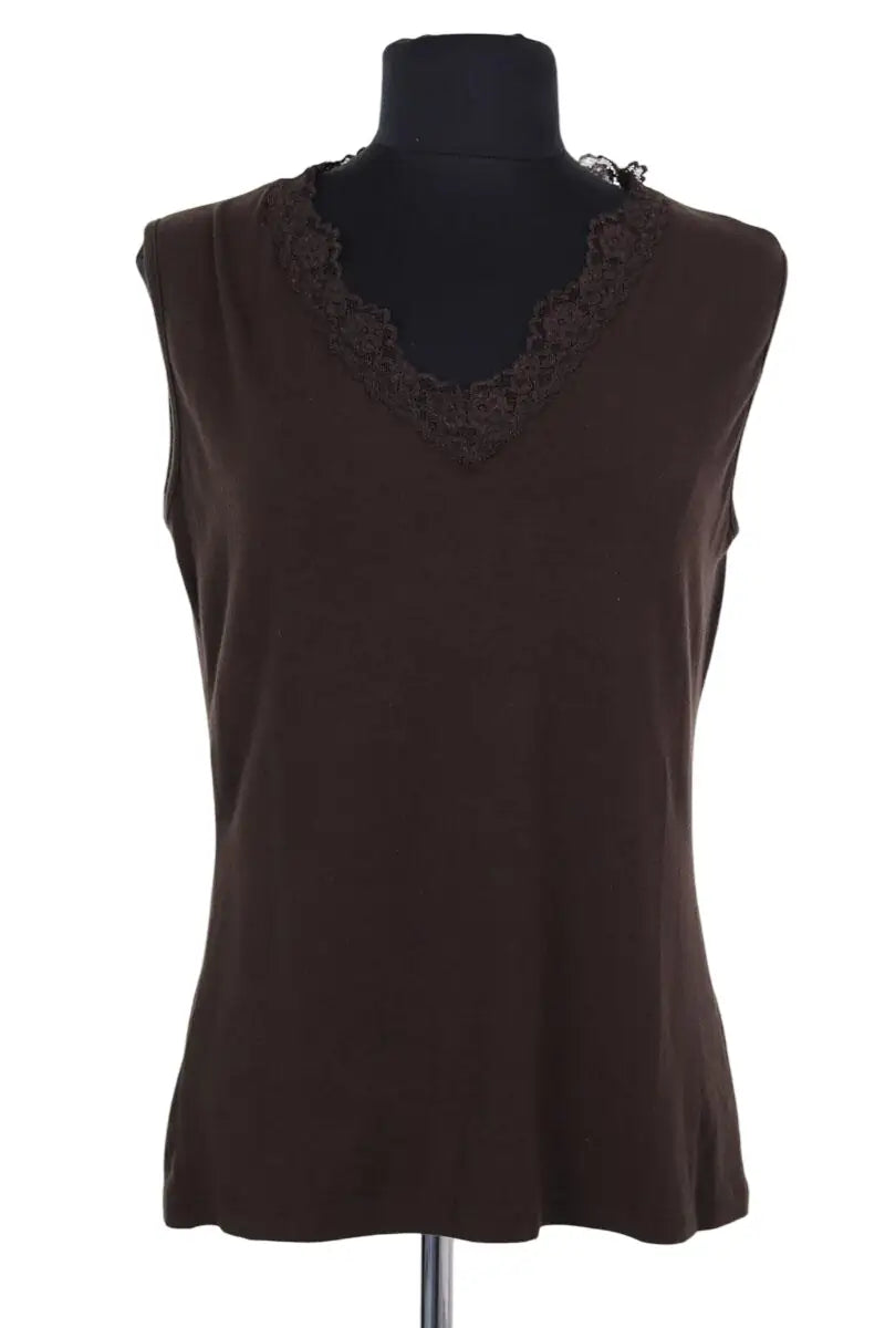 Top sans manche Gerard Darel Marron en Laine, taille L - Seconde Main