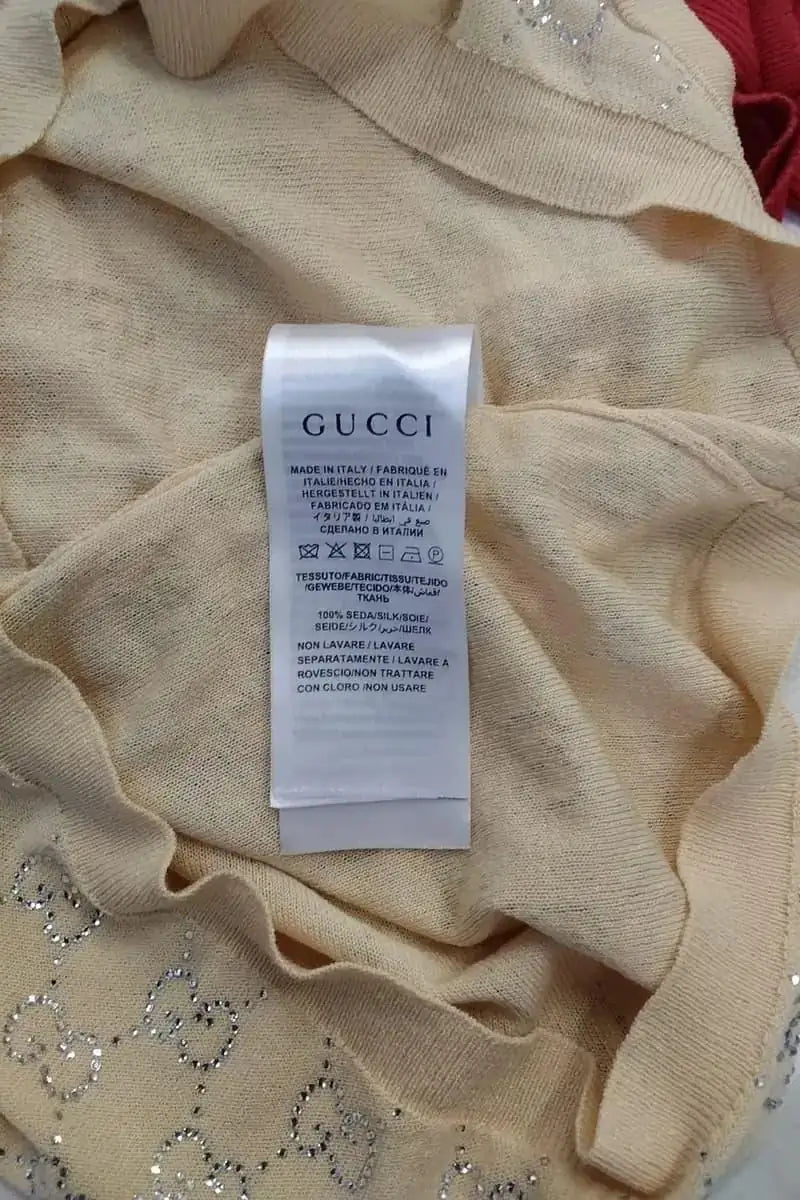 Top sans manche Gucci Jaune en Soie