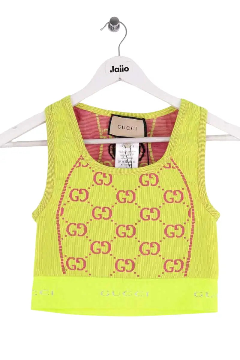 Top sans manche Gucci Jaune en Synthétique, taille S - Seconde Main