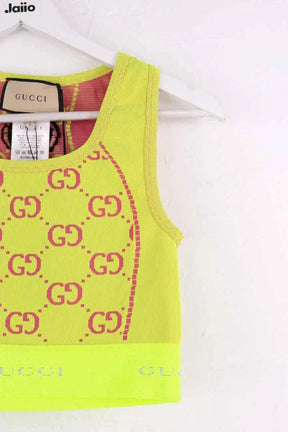 Top sans manche Gucci Jaune en Synthétique