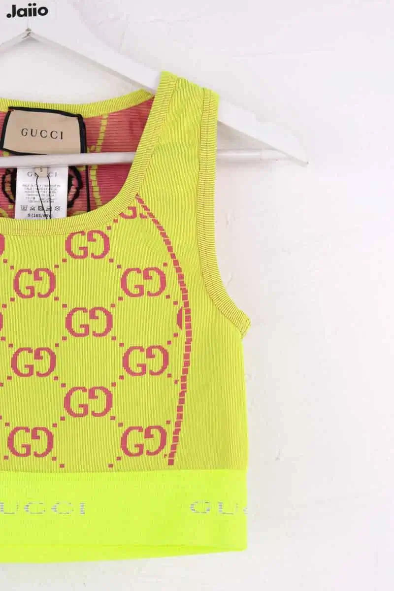 Top sans manche Gucci Jaune en Synthétique