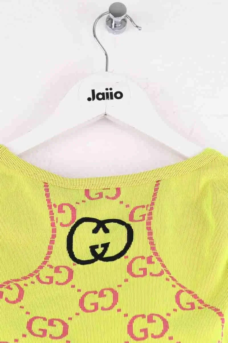 Top sans manche Gucci Jaune en Synthétique