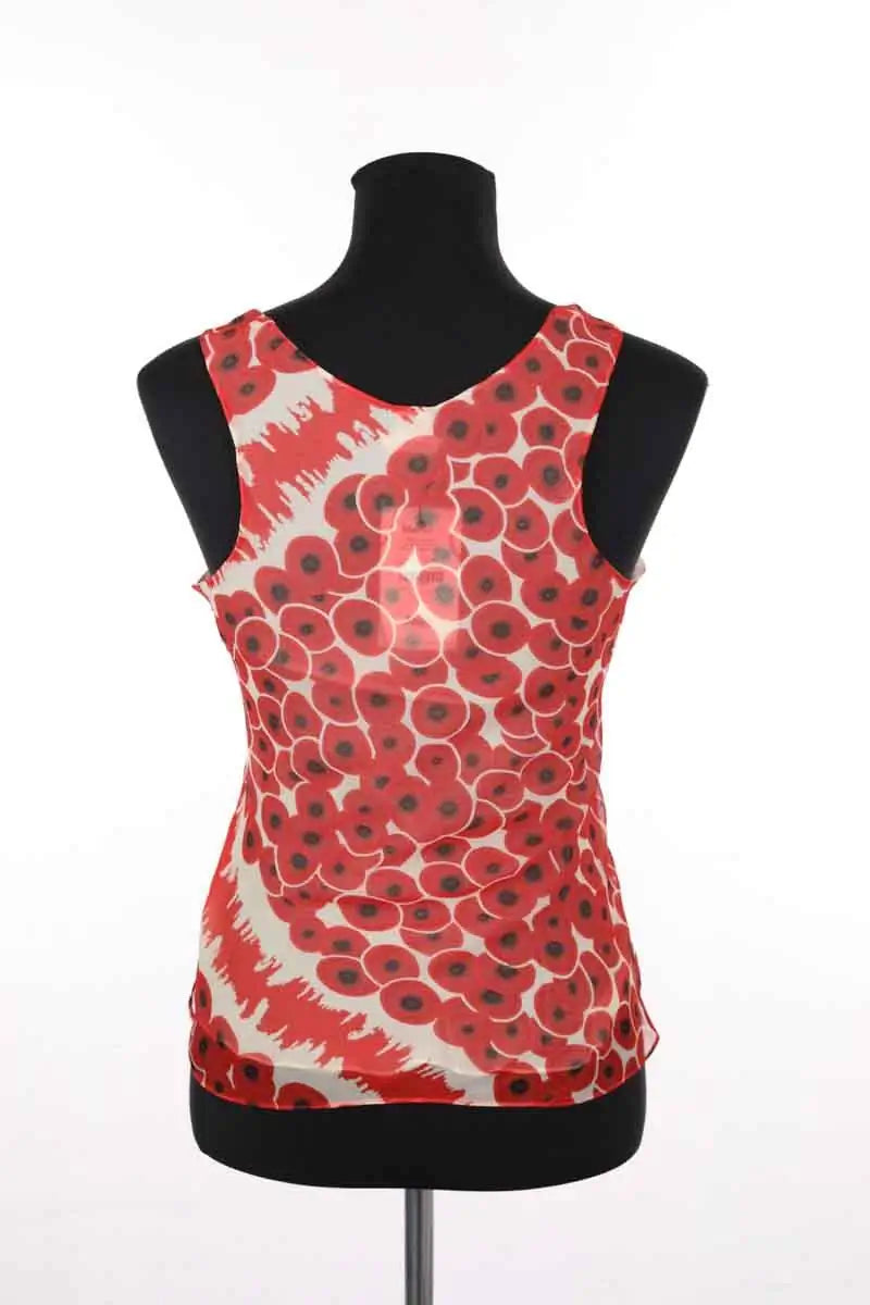 Top sans manche Hermès Rouge en Soie