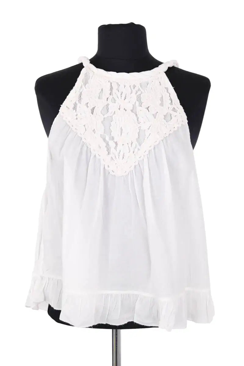 Top sans manche Louise Misha Blanc en Coton, taille L - Seconde Main