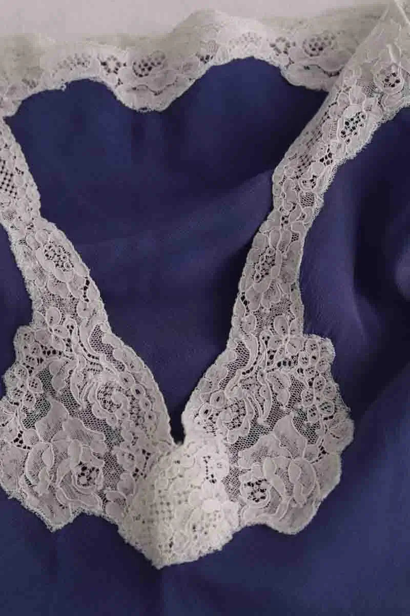 Top sans manche Maje Bleu en Soie