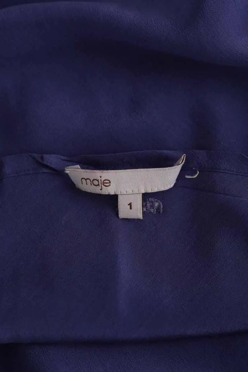 Top sans manche Maje Bleu en Soie