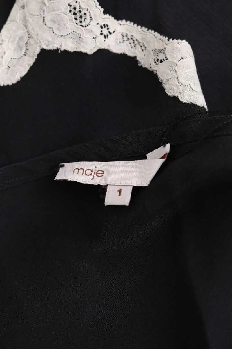 Top sans manche Maje Noir en Soie